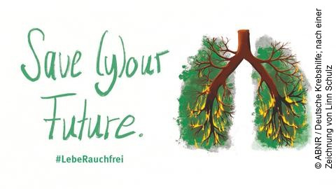 Plakat zum Weltnichtrauchertag 2022: Baum in Form einer Lunge