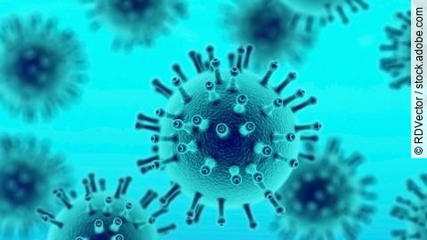 Coronavirus vor blauem Hintergrund