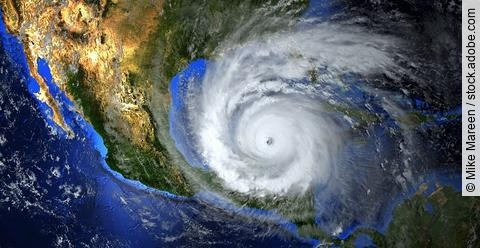 Hurrikan, Blick vom Satelliten auf die Erde