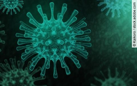 3D Rendering dark virus,  The infection in host organism viral d