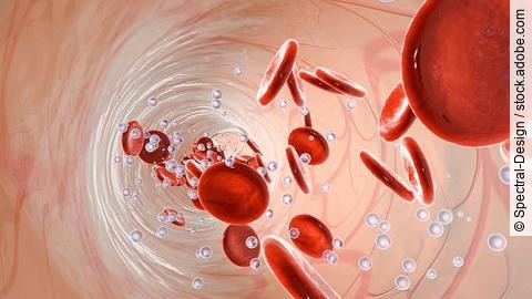 Illustration: Erythrozyten, rote Blutkörperchen, Arterie